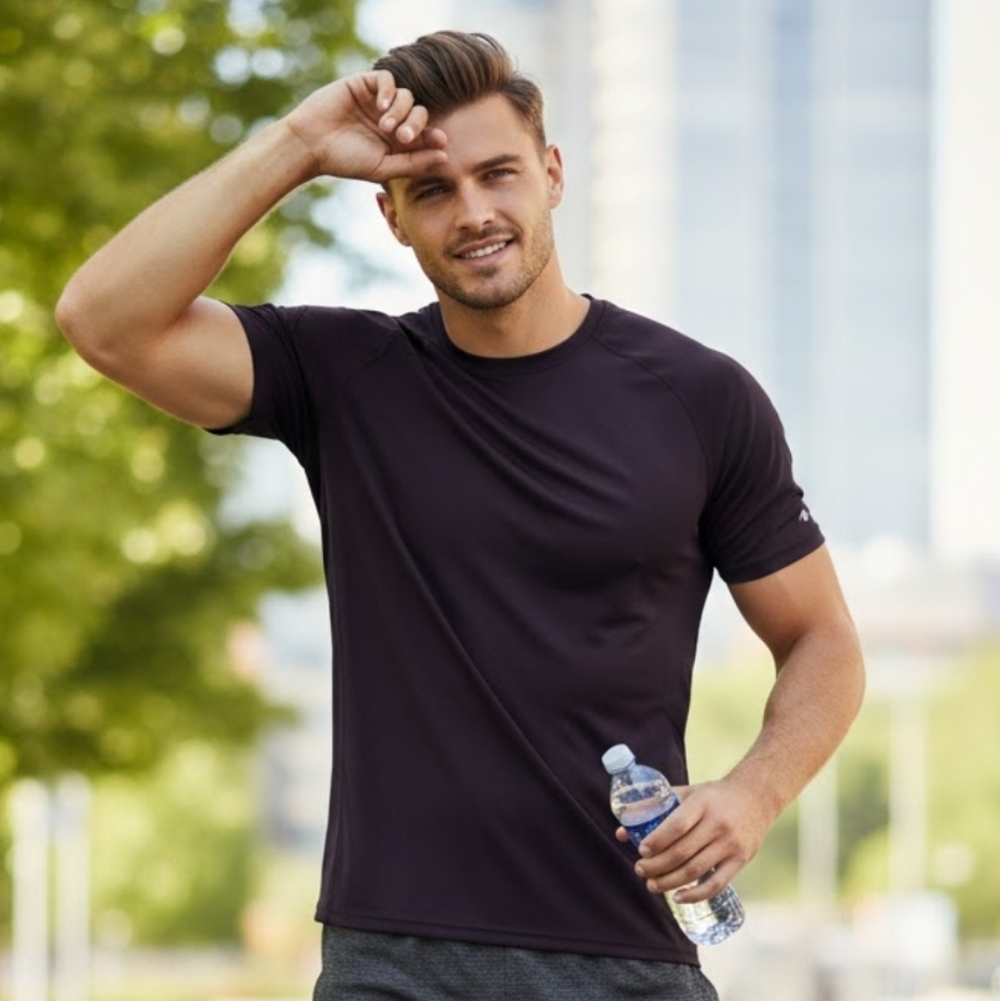 Athletic Works Men’s Performance Workout Tee –Deep Plum-plus Size 2X